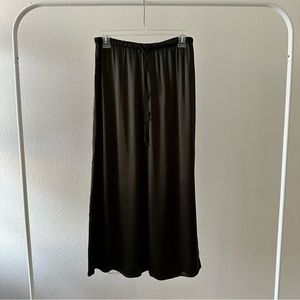 Zara Army Green Silk Maxi Skirt